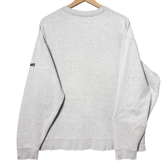 Timberland Men’s XL Sweatshirt Gray Crewneck Fleece Pullover Logo Regular Fit - Picture 2 of 13